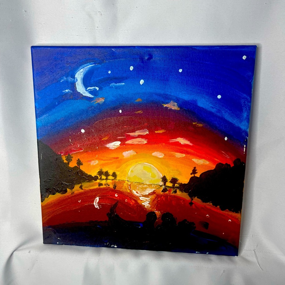 Hand painted painting by me I am life & embracing painting🎨🖼👩🏽‍🎨